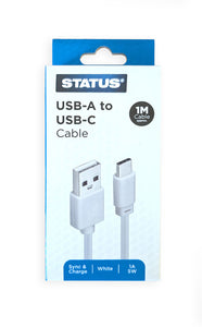 USB-A to USB-C Sync & Charge Cable for Android & iPhone (1m)