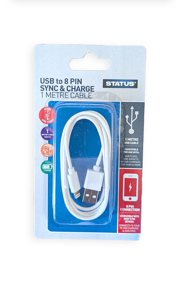 USB to 8 Pin Sync & Charge Cable for iPhone (1m)