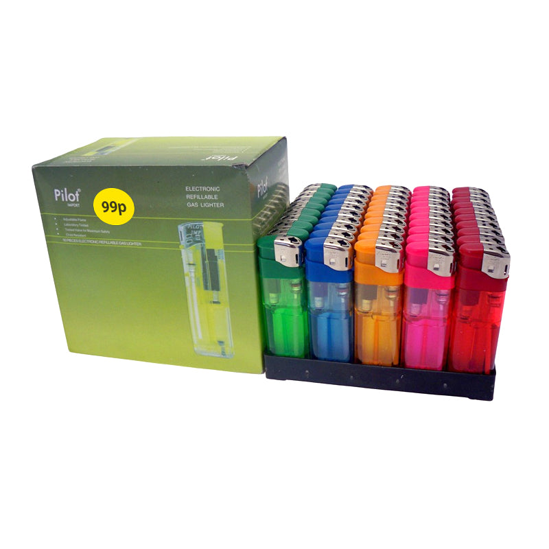 Pilot Electronic Lighters in Display Box UK Wholesale Smoking Accessories