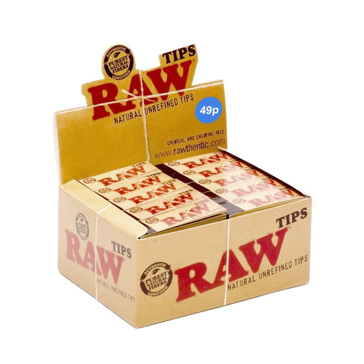 Raw Tips Raw Naturally Unrefined Rolling Paper Filter Tips 50 Count USA  SHIPPED